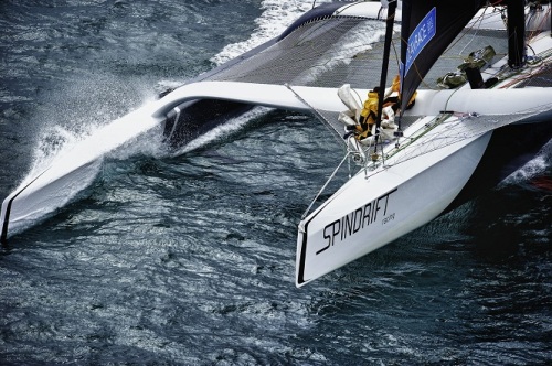 LA TRINITE-SUR-MER, FR, FEBRUARY 15TH 2012: First sail of the MOD70 n°5 Spindrift racing in La Trintite?-sur-Mer, France.